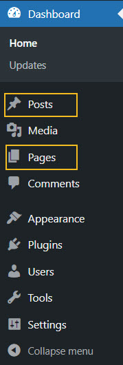 Posts and pages in WordPress