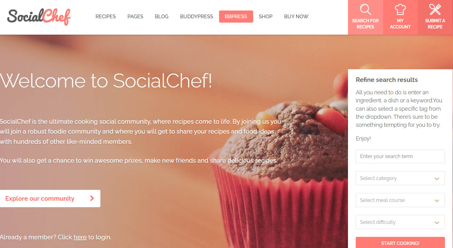 Social Chef - a WordPress food theme with a focus on community