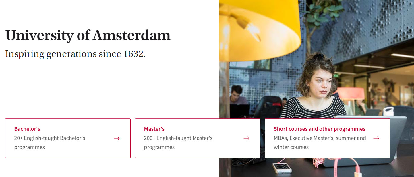 University of Amsterdam website hero