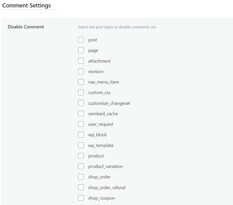 Configure comment settings