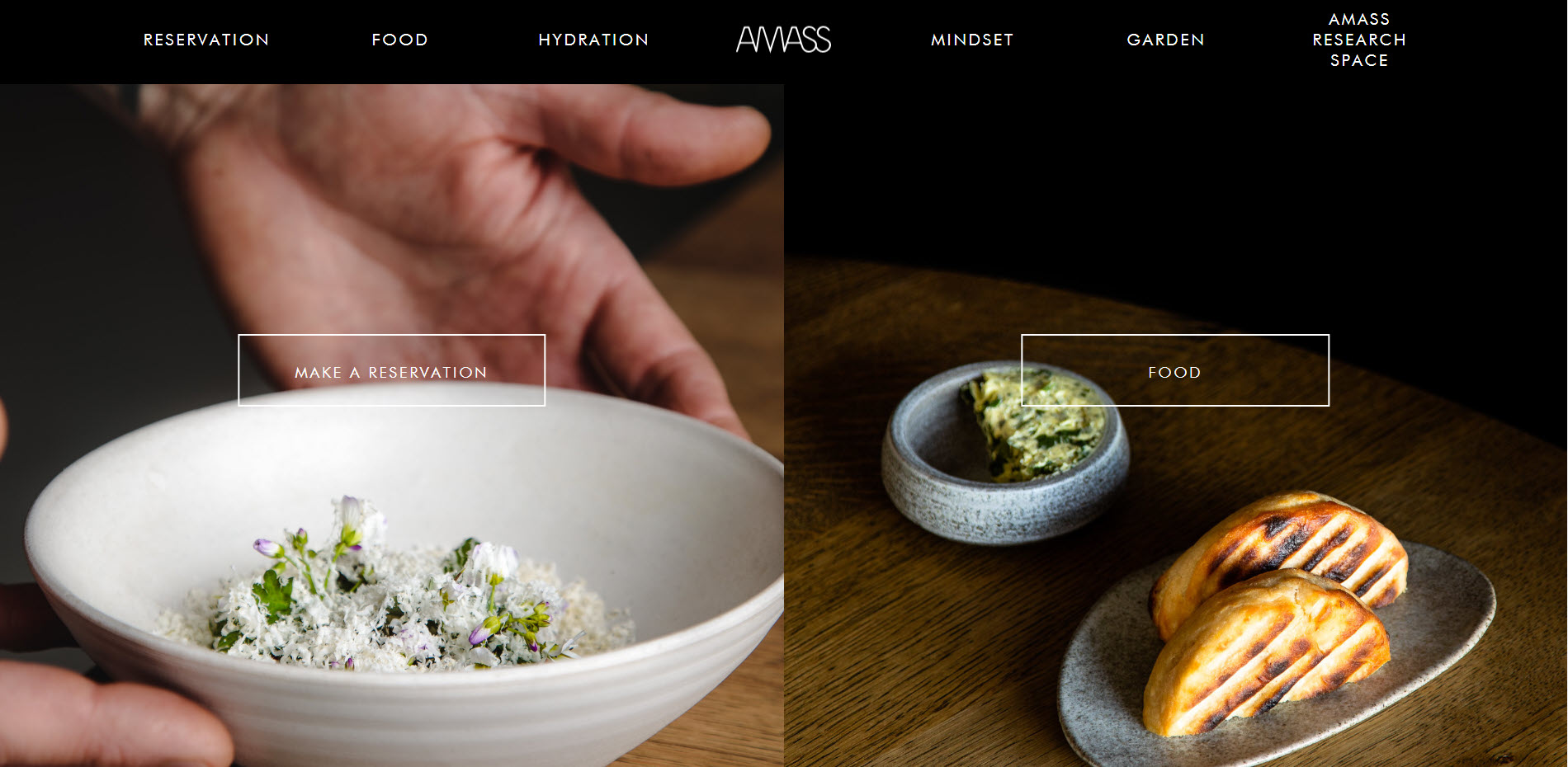 Amass website design restaurant