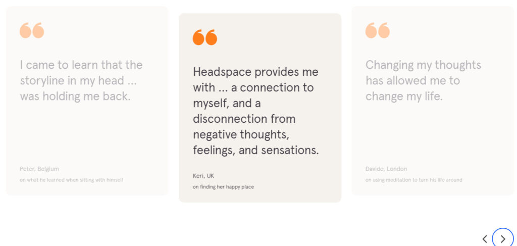 Headspace testimonials