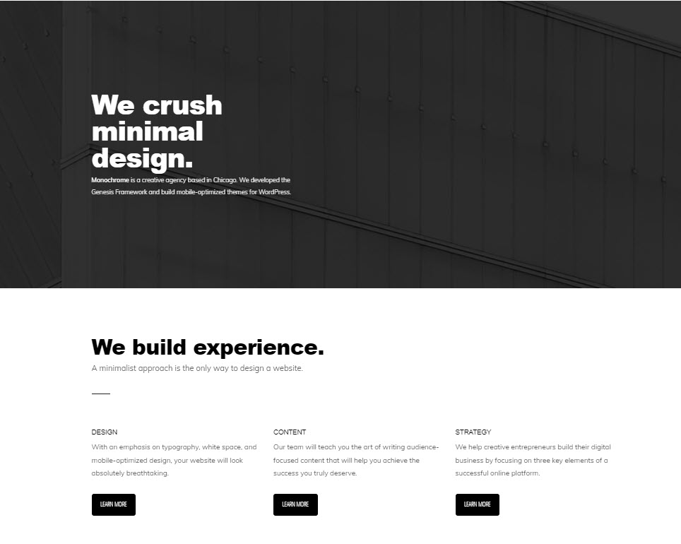 Monochrome minimal WordPress theme