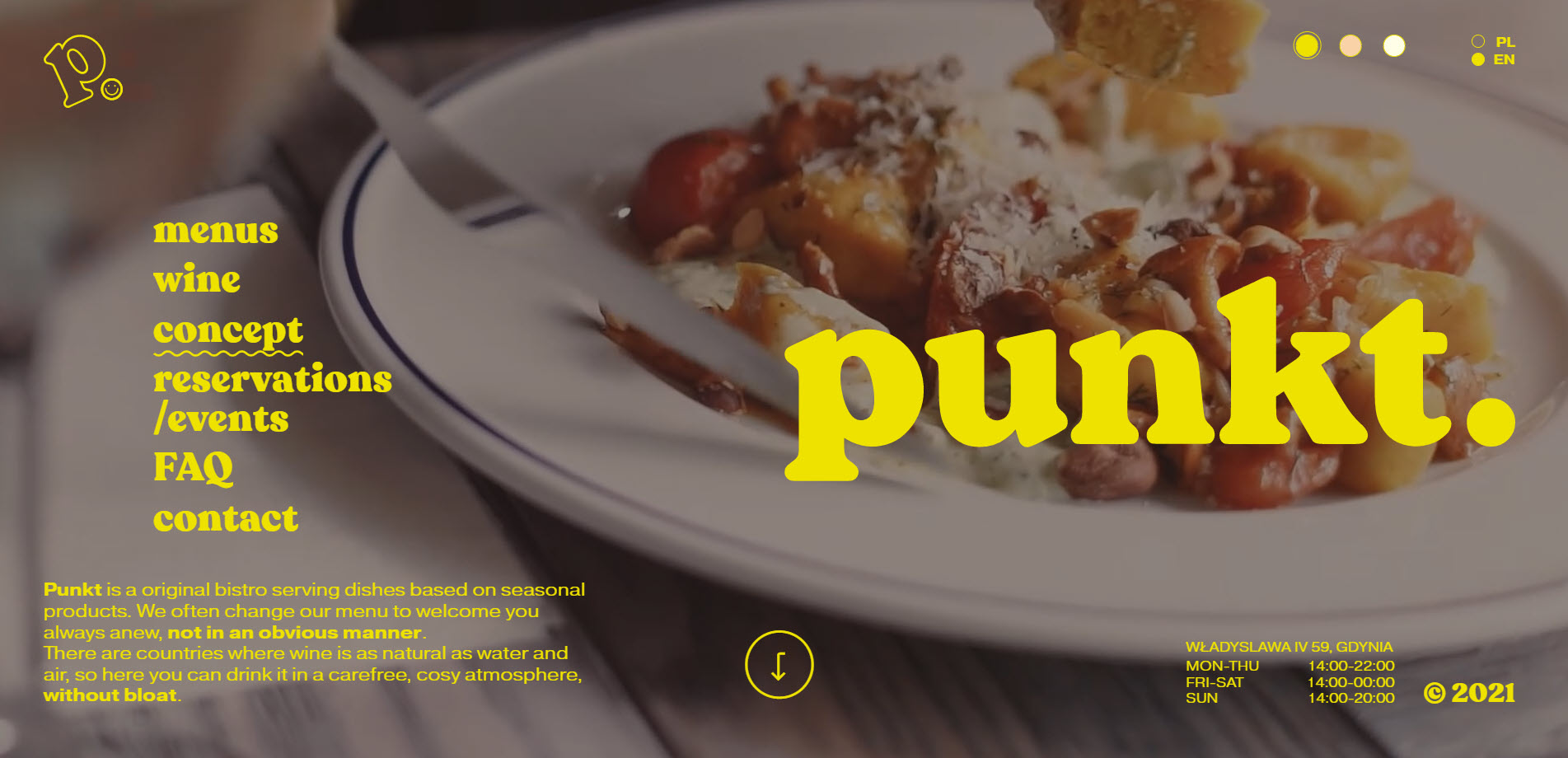 Punkt restaurant website design