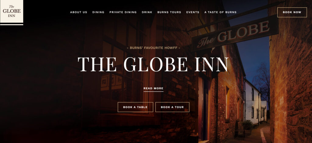 The Globe Inn - website design