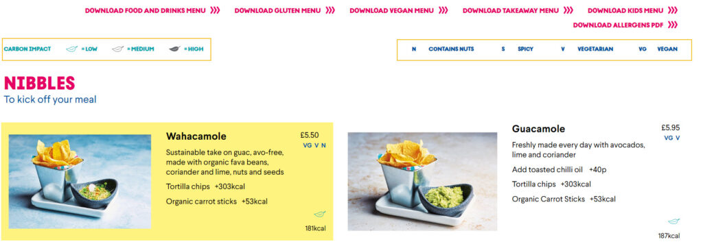 Wahaca menus