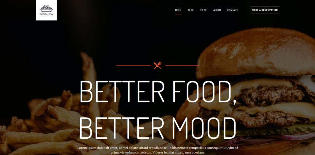 restaurant website design by Kubio