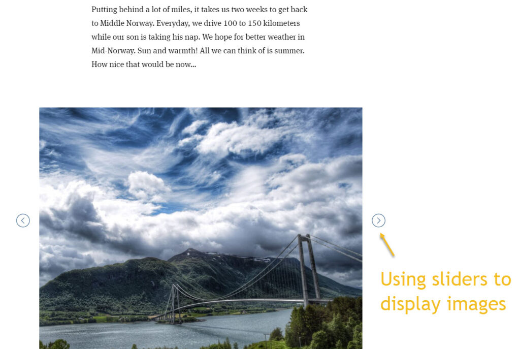 using sliders to display travel images