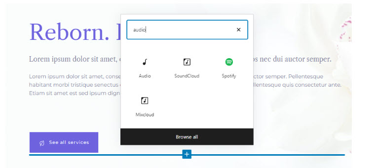 wordpress media library audio block