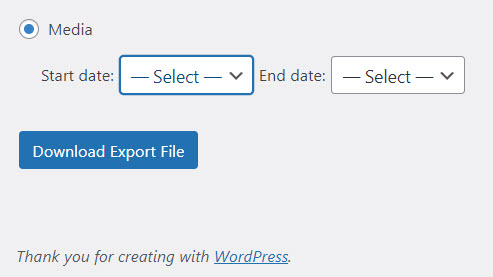 download export file in wordpress media library 