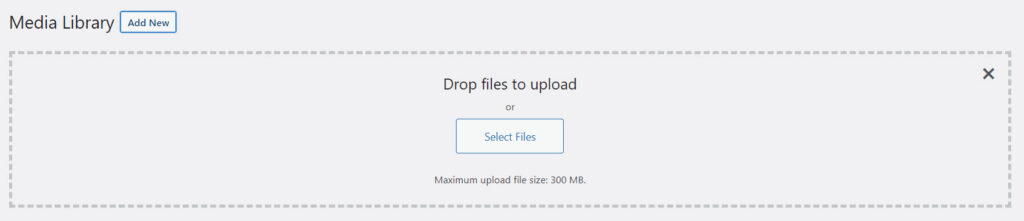 drop files to upload on wordpress media library