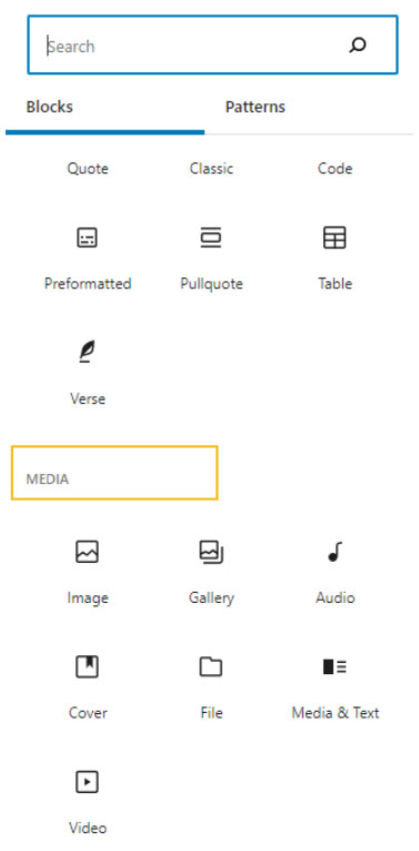 wordpress media library blocks