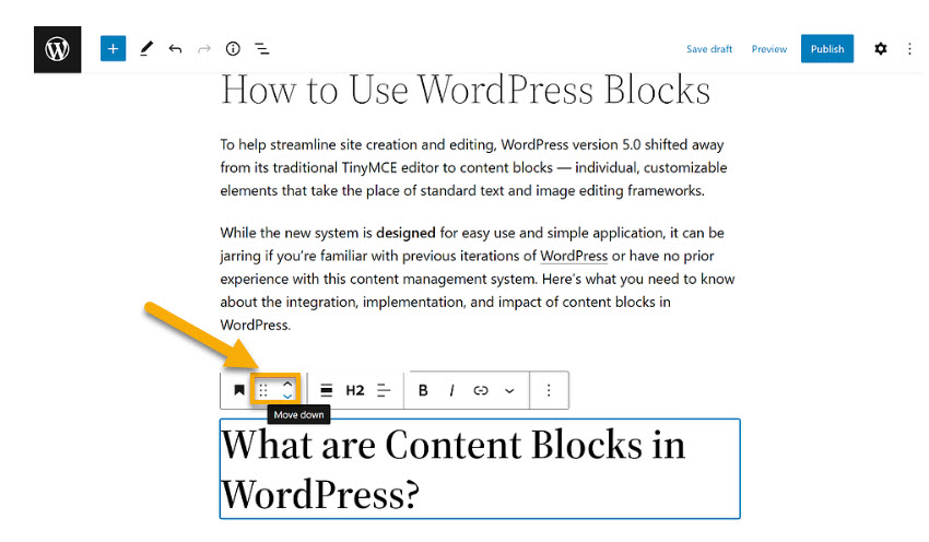 how to rearrange wordpress blocks 