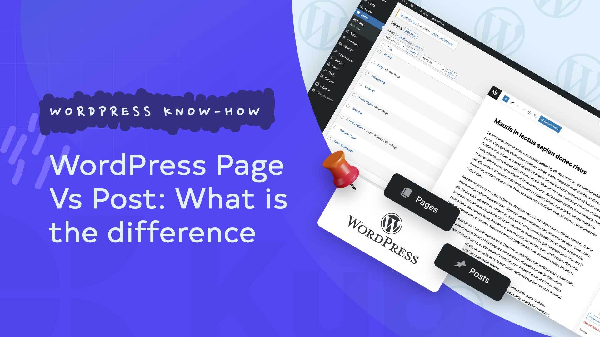 Wordpress page vs post the difference