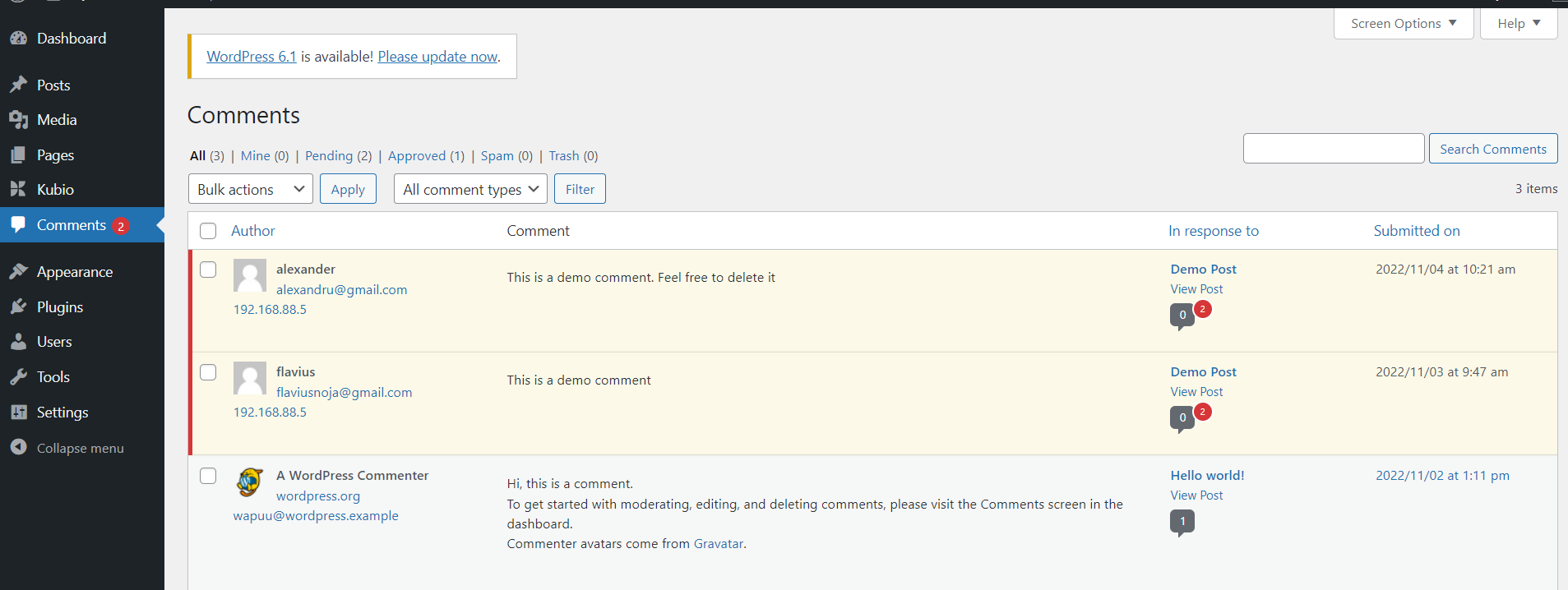 disable comments on blog posts wordpress