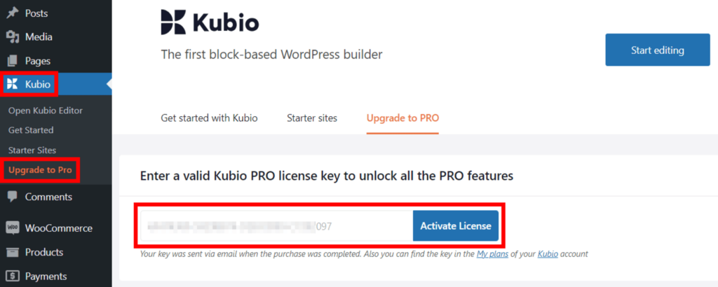 Activating Kubio Pro.