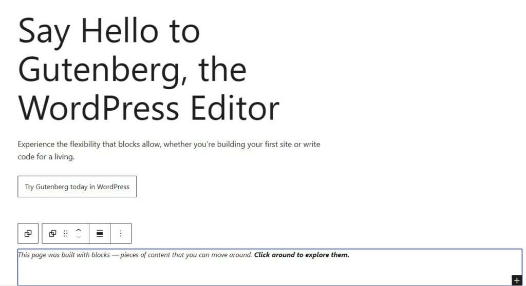 Gutenberg editor for WordPress – in-app view