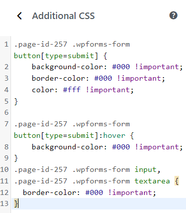 Adding additional CSS in the theme customizer.