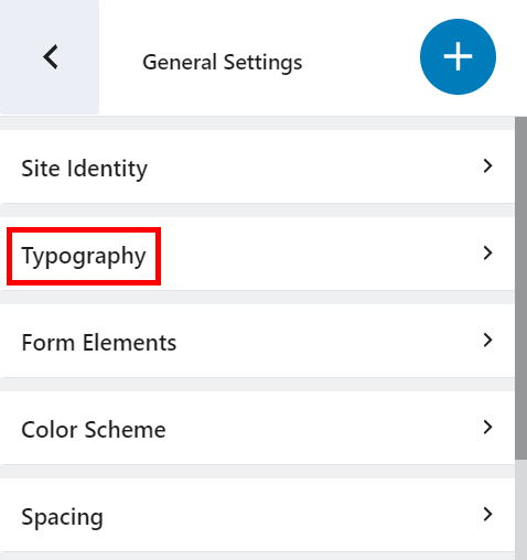 Opening the typography setting in Kubio.