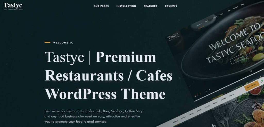 Tastyc WordPress theme for cafes and restaurants 