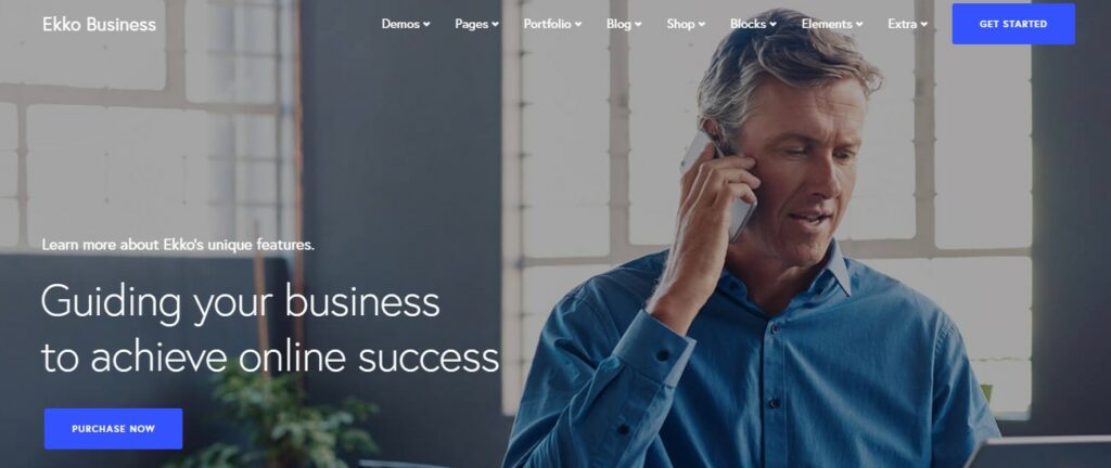 The Ekko business homepage 