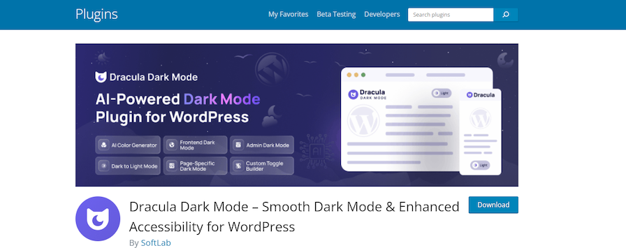 Dracula Dark Mode enables AI-driven dark mode adaptation for websites.