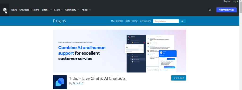 Alt Text: Tidio enhances customer service with its AI-powered chatbots and live chat solutions.