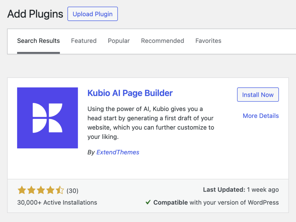 Kubio Page Builder for WordPress