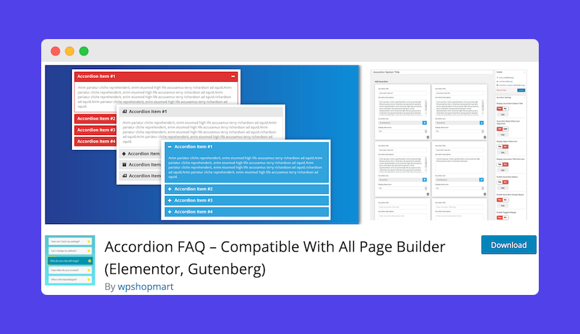 Accordion FAQ's homepage