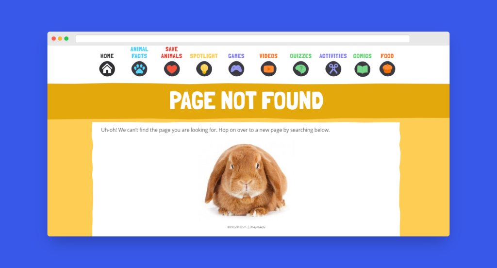 Customize your 404 page in a way that fits your brand