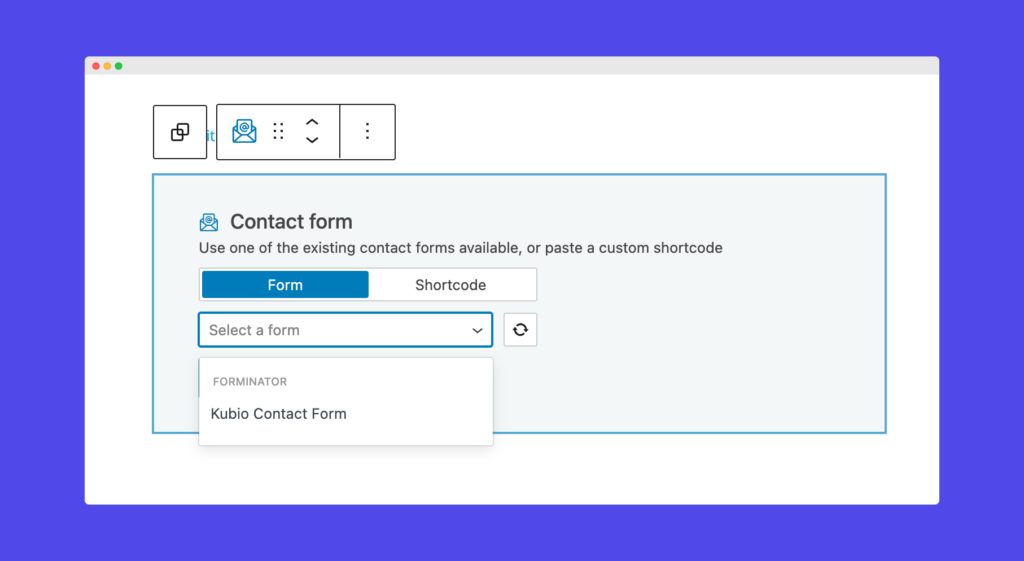 Contact form dropdown