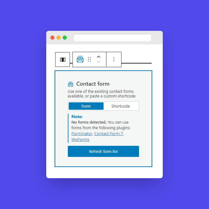 Contact form in Kubio