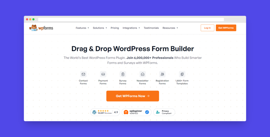 WPForms homepage